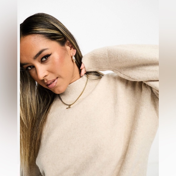 & Other Stories Mock Neck Sweater in Beige - Picture 2 of 4